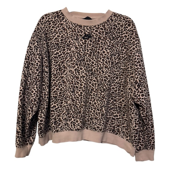 Nike Leopard Print Crewneck Sweatshirt – Size L - Picture 1 of 5